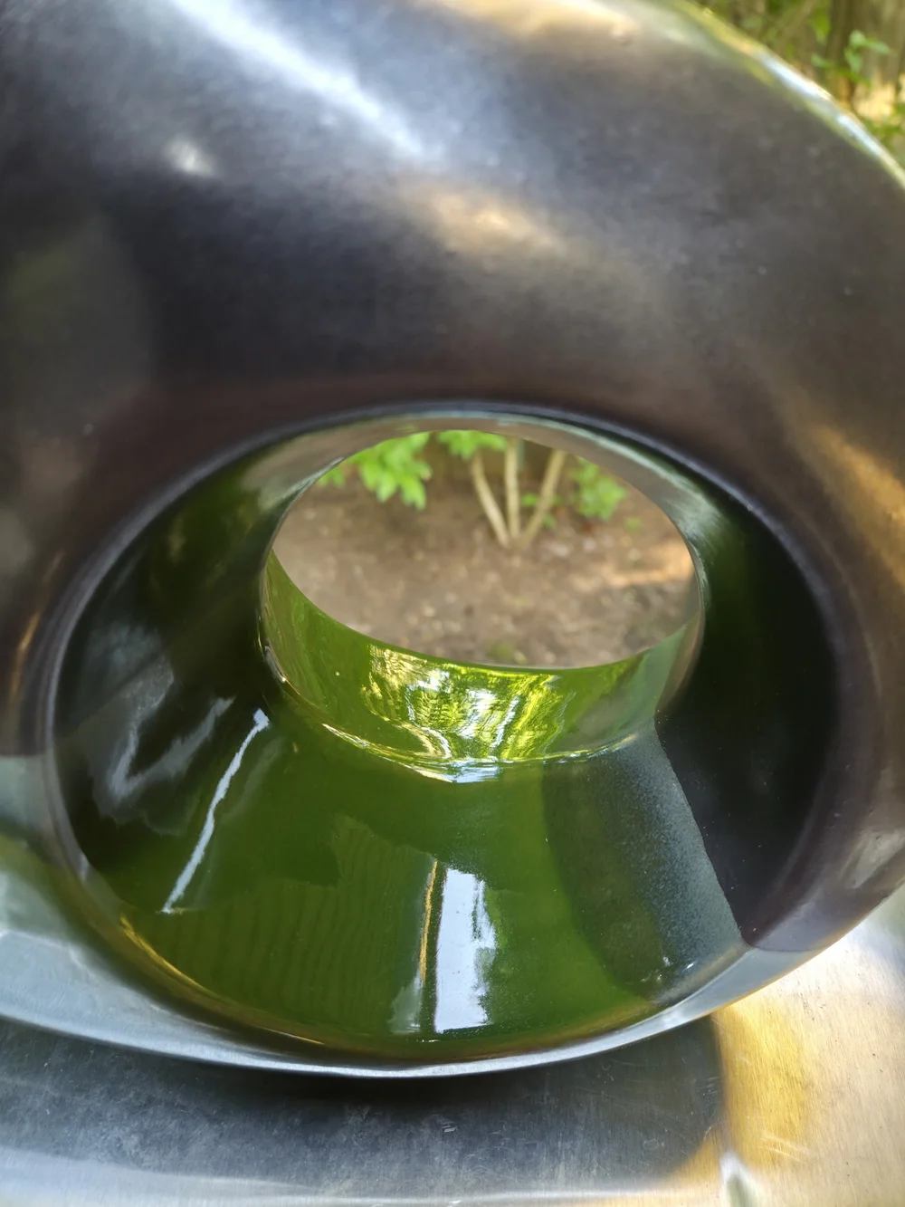 Pier 1 Two-Tone Green and Charcoal Ceramic Hole Vase